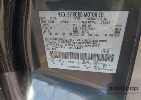 2008 Ford Escape Xlt from USA, damaged, VIN 1FMCU03118KD74425